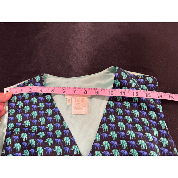 Vintage 80s Escada Womens Vest Silk Size 34 Elephant Print Margaretha Blue Black - Picture 9 of 13